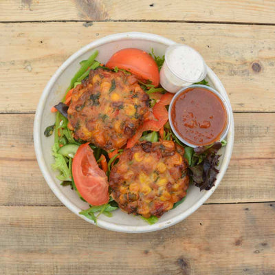 Corn Fritters w Tomato Relish - LHM Foods & LHM Catering